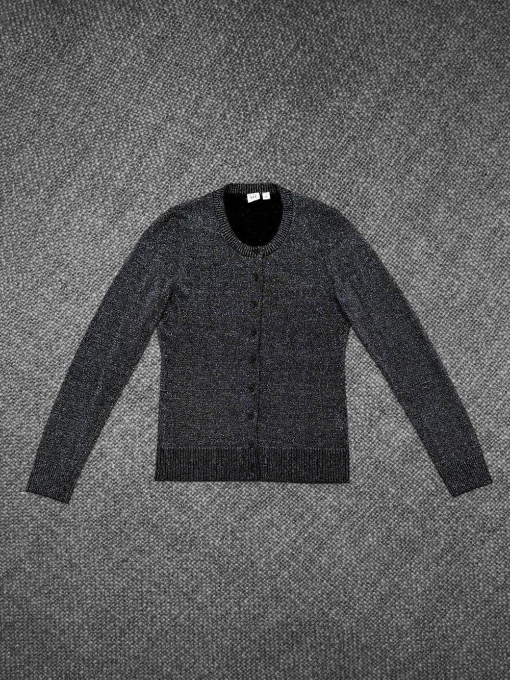 Gap Black Silver Metallic Sparkle Button Front Cardigan Size Small